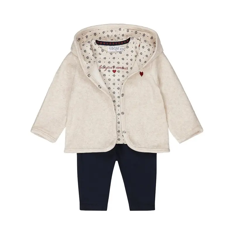 Dirkje completo bambina 3 pezzi camicia gilet pantaloni beige grigio