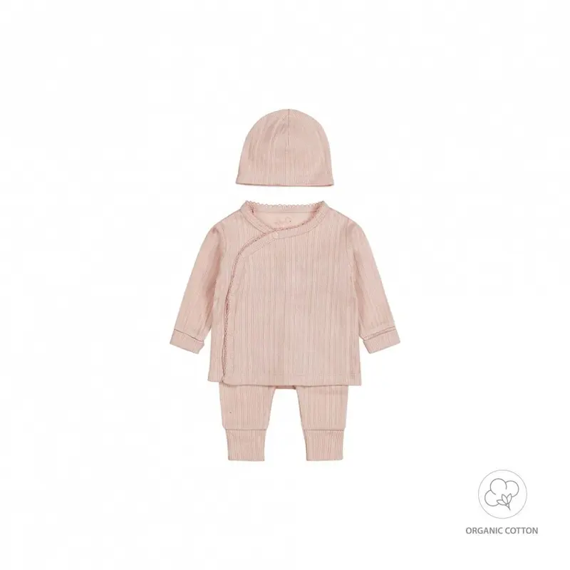 Dirkje Completo Neonata 2 Pezzi + Cappellino in Cotone Biologico WN1206