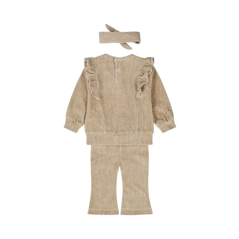 Dirkje Completo Neonata 3 Pezzi Maglia, Pantaloni e Fascia Beige O56342