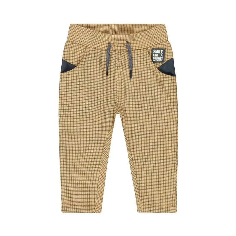 Dirkje Pantaloni Jogging Neonato Camello a Quadri Blu Q52607