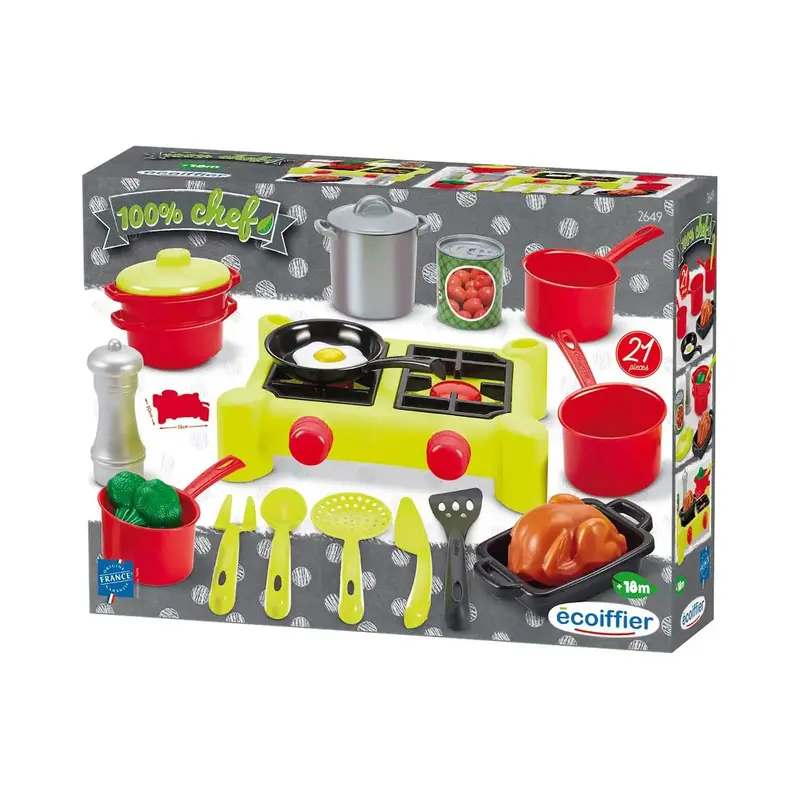 Ecoiffier - Chef Set Stoviglie Con Fornello 21 Pz