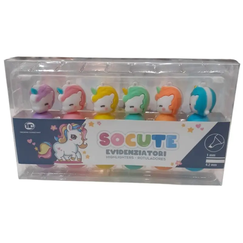 Evidenziatori Mini Socute Unicorno 6 Pezzi Palstel In Blister HC HC07034