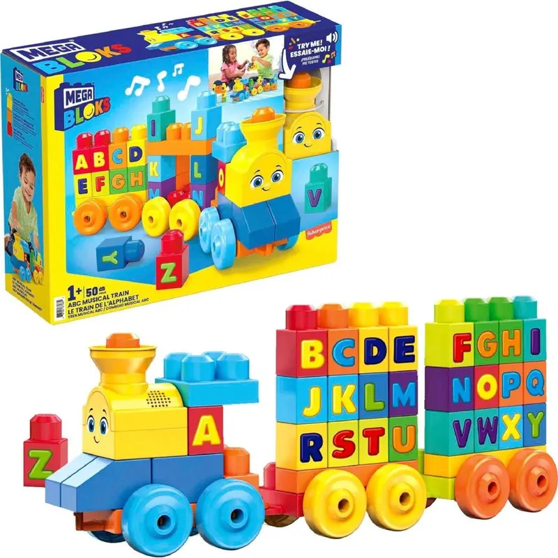 Fisher-Price Mega Bloks Impara il Treno Dell'Alfabeto Playset 50 Pezzi FWK22