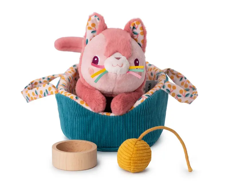 Gioco peluche Jeanne il gatto e il suo cestino