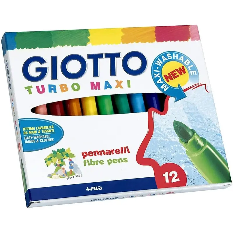 Giotto Pennarello Turbo-Maxi scatola di 12 colori lavabili punta bloccata