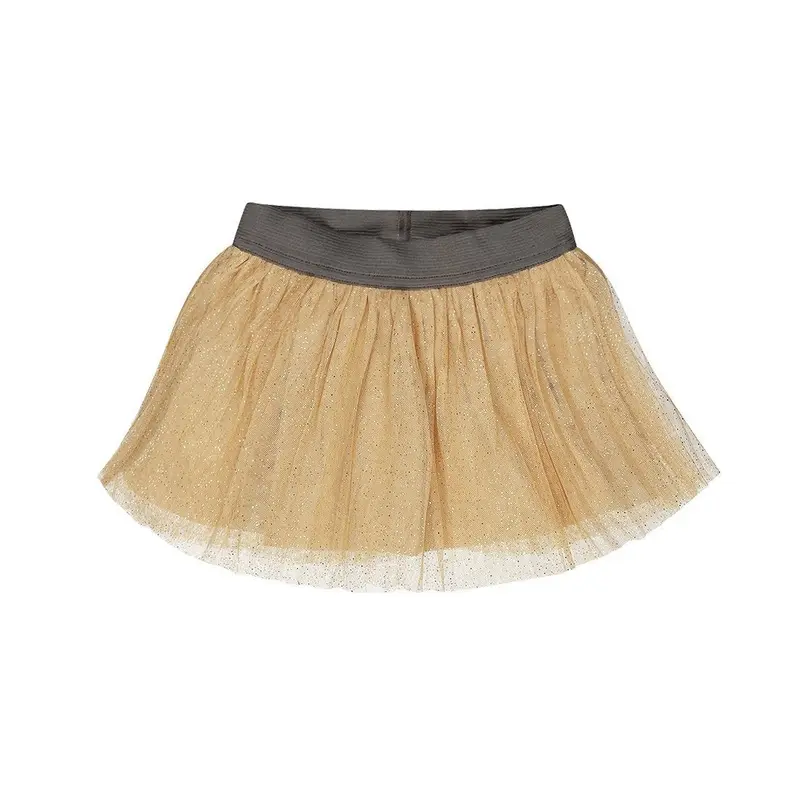 Gonna bambina Dirkje color sabbia in tulle glitterato