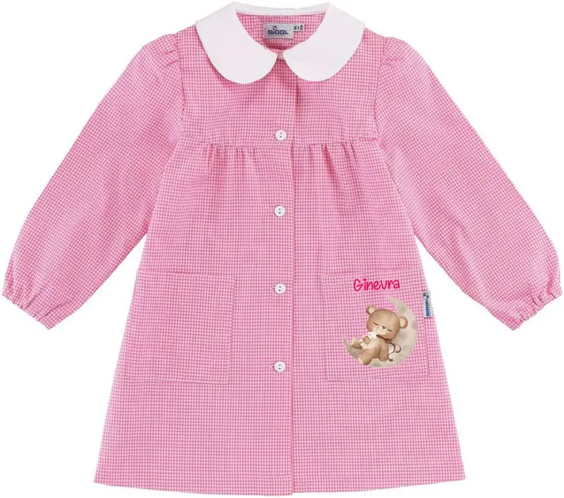 Grembiule Asilo Bambina Personalizzato – con Nome Siggi Orso su Luna