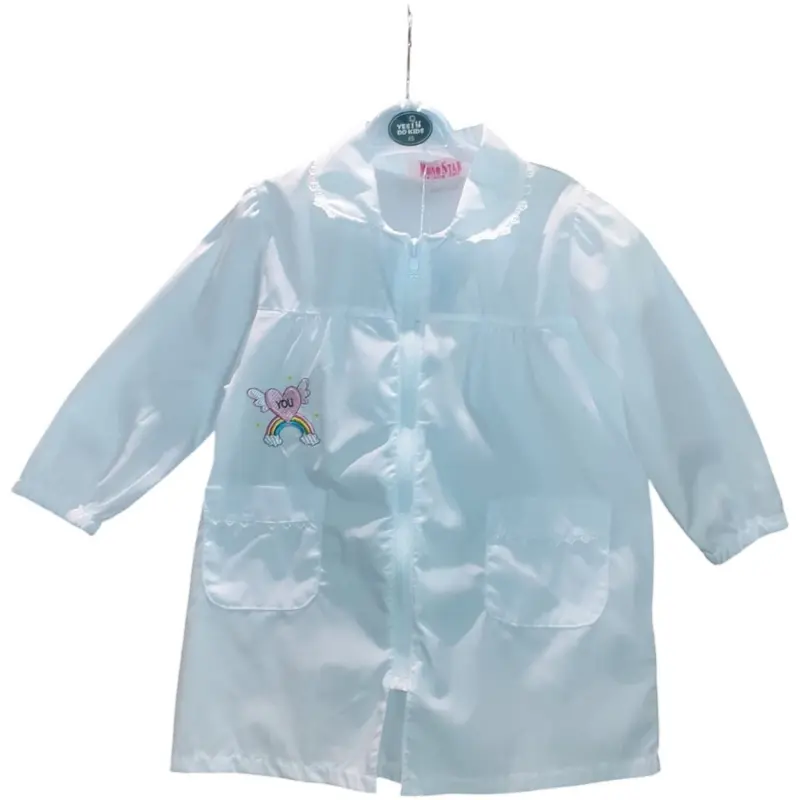 Grembiule Asilo Bambina Zip Bianco Mono Star F-3832