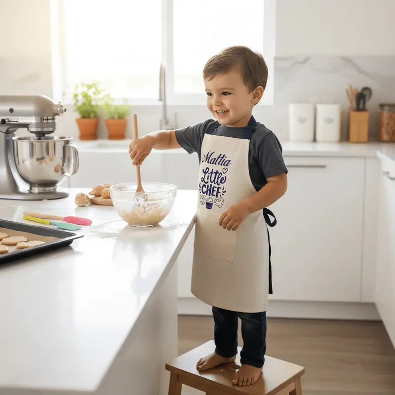Grembiule Little chef n 100% cotone Personalizzabile Bambino