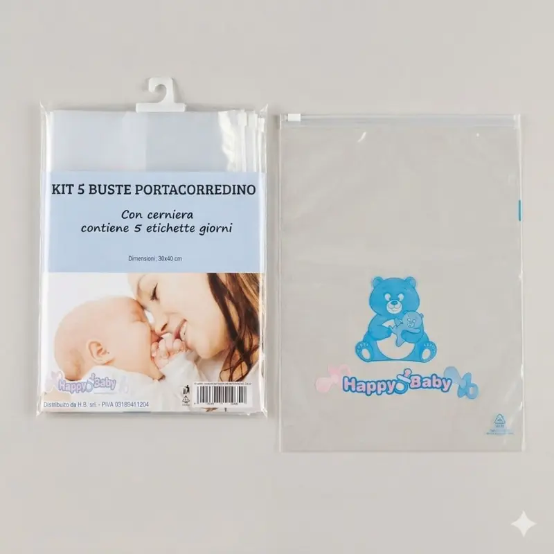 Happy Baby - Kit 5 Buste Porta Corredino Con Cerniera
