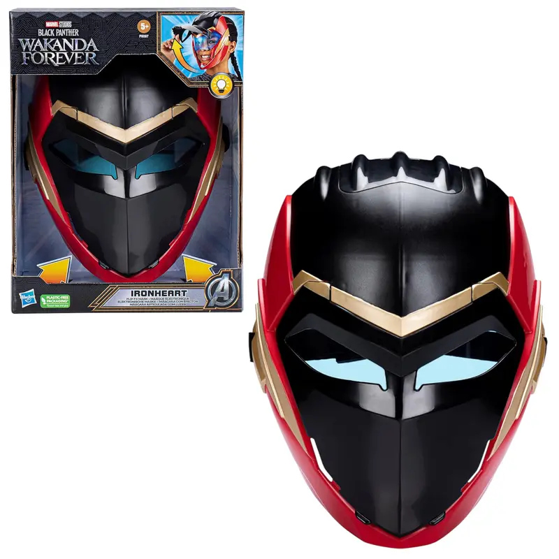 Hasbro Maschera FX Black Panther Wakanda Forever Ribaltabile di Ironheart con LED Che Si Illuminano Giocattolo per Roleplay