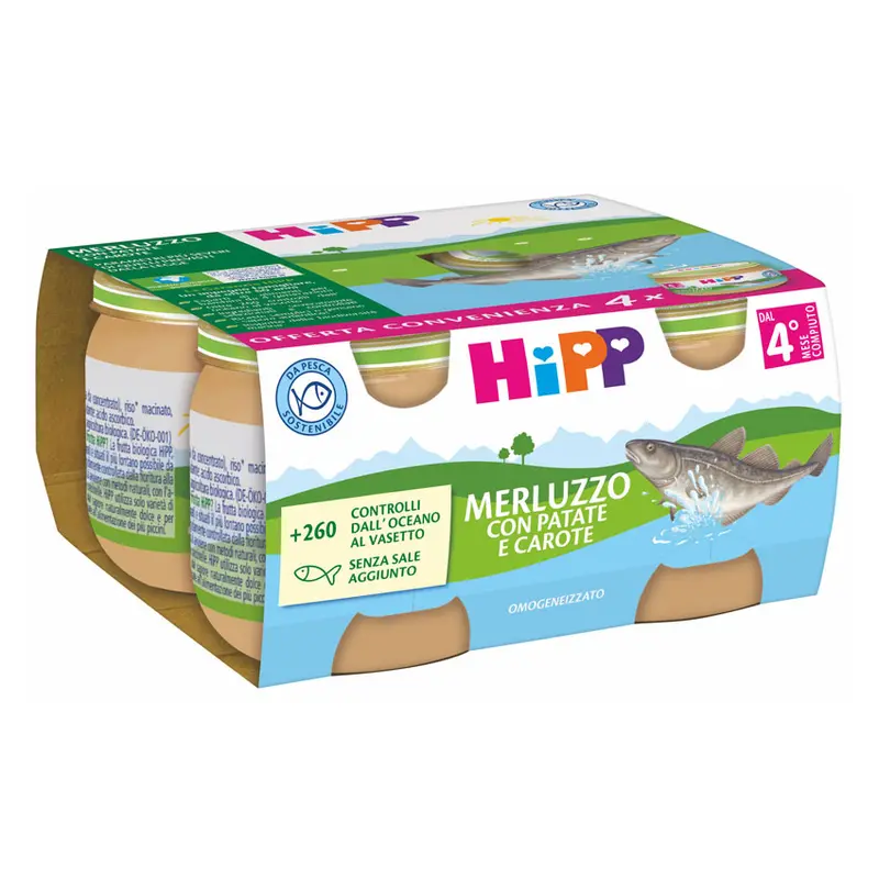 Hipp - Omogeneizzato Pesce Merluzzo Con Carote E Patate