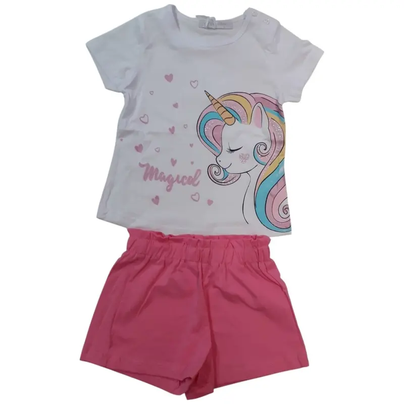 Hope Star Completo Bambina 2 Pezzi T-Shirt e Pantaloncini BK1031