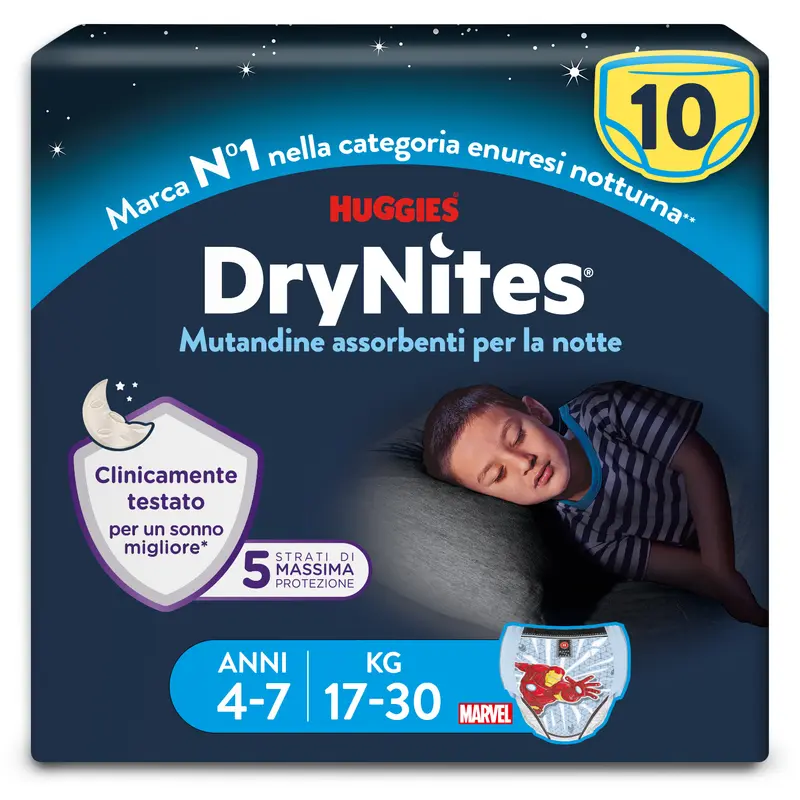 Huggies - DryNites Mutandine Boy Boy 4/7anni 17/30 Kg