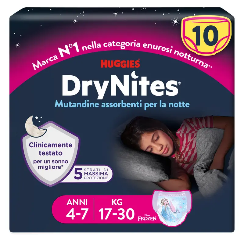 Huggies - DryNites Mutandine Girl taglia 4-7 (10 pz)