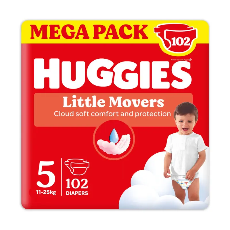 Huggies - Little Movers Megapack Taglia 5 102pz