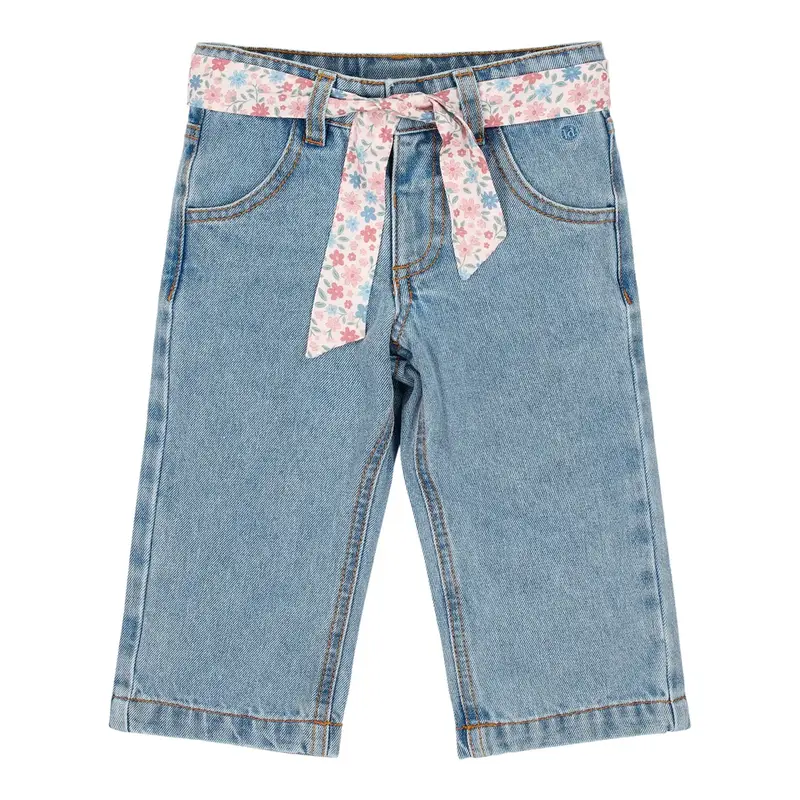 Jeans estivi con cintura floreale Cintura - Blu