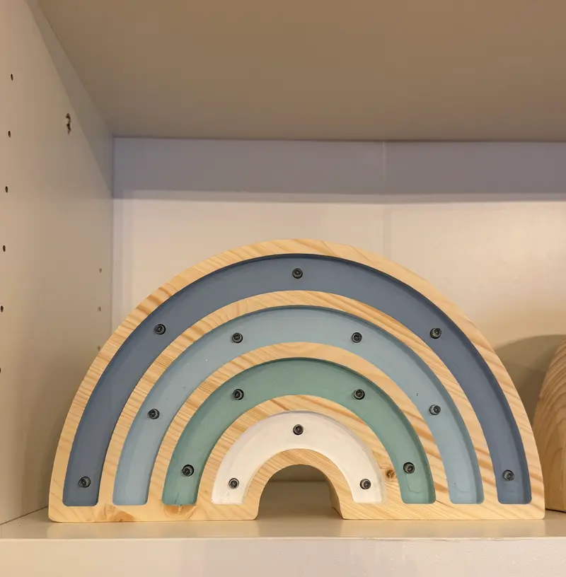 Lampada in legno Arcobaleno azzurro