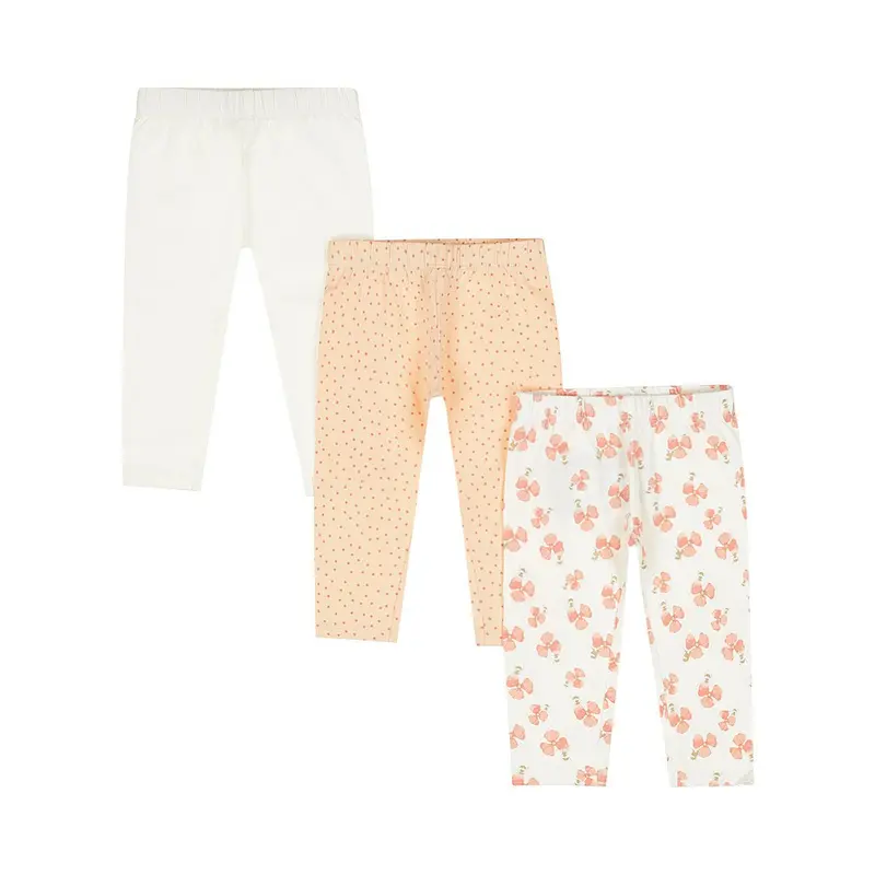 Leggings Bambina 3 Pezzi Bianco Pesca Arancio Fiori Dirkje N58325