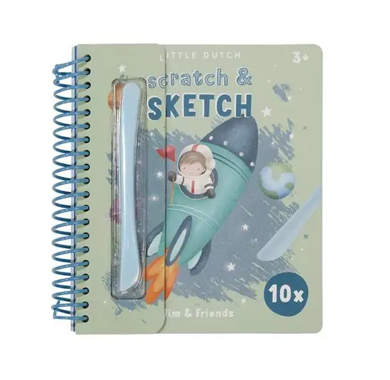 Little Dutch - Libro Scratch & Sketch Jim & Friends - con Stencil