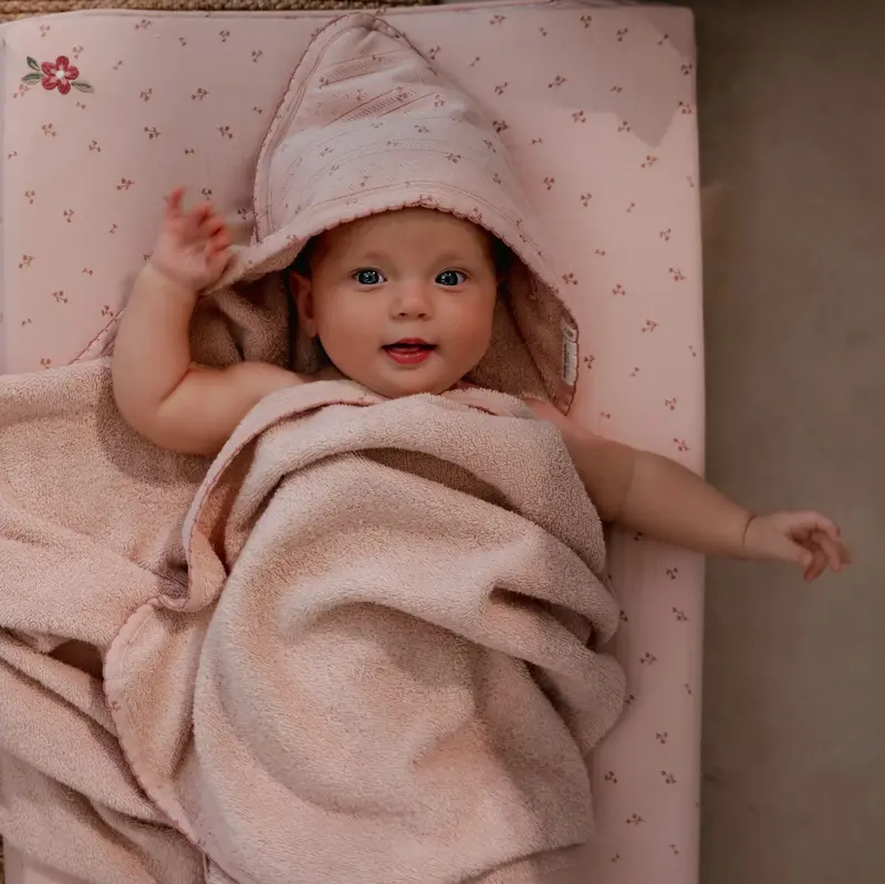 Little Dutch – Mantella con Cappuccio da Bagno Pink (100% Cotone Bio)