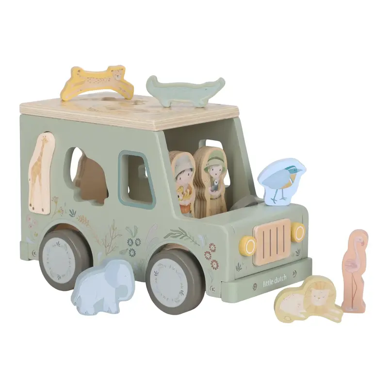 Little Dutch Safari Friends – Gioco a Incastro Safari Car in Legno