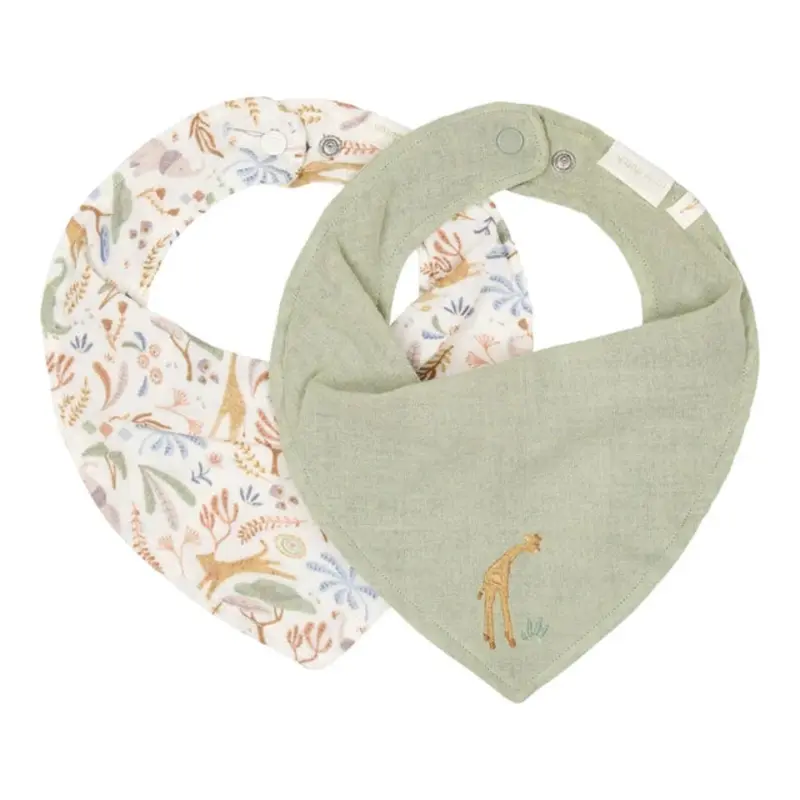 Little Dutch – Set di 2 Bavaglini Bandana in Mussola Green Safari Wonders
