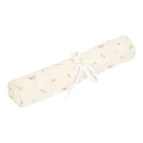 Little Dutch Swaddle in Mussola 120×120 – Fairy Blossom – White