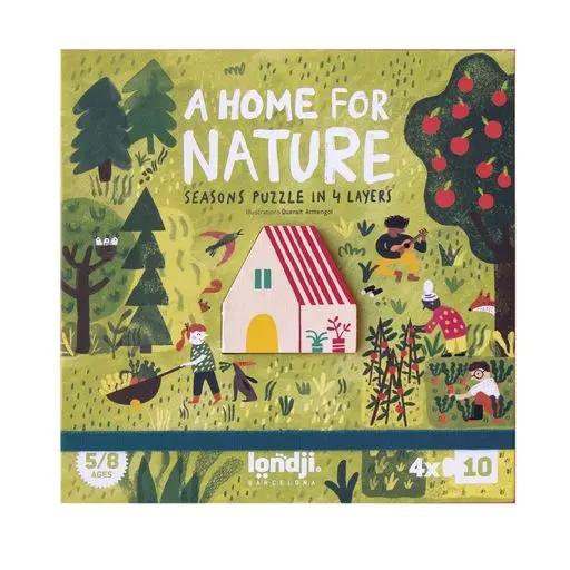 Londji – Puzzle A Home for Nature – 4 puzzle stagionali con casetta in legno