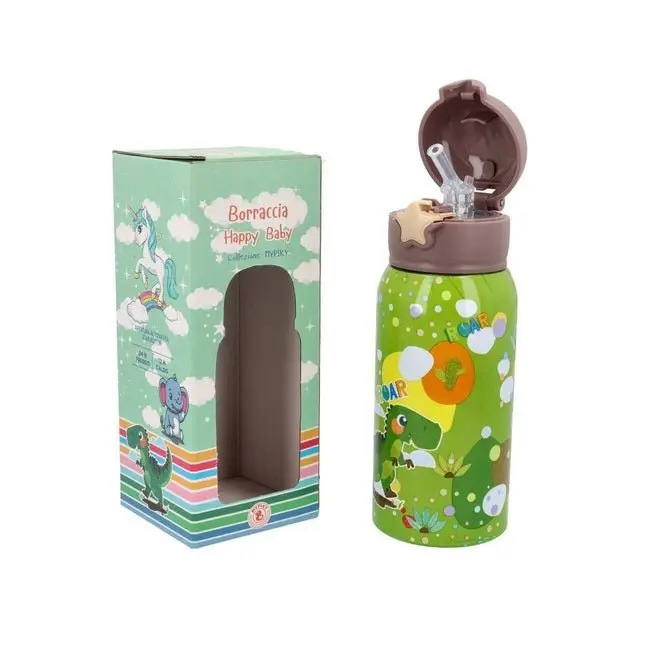 Madricarts Borraccia Termica 500ml Cannuccia Happy Baby Dinosauro MPBB05