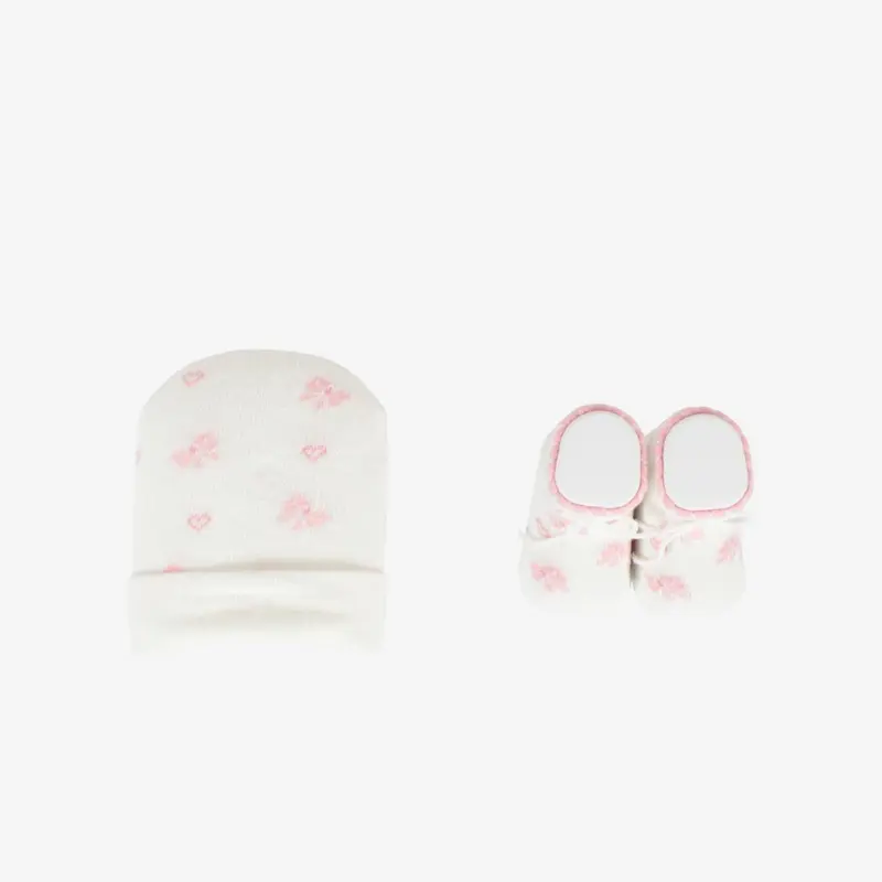 Mafer Set Regalo Neonata Cappellino + Scarpette Bianco-Rosa WSE8989