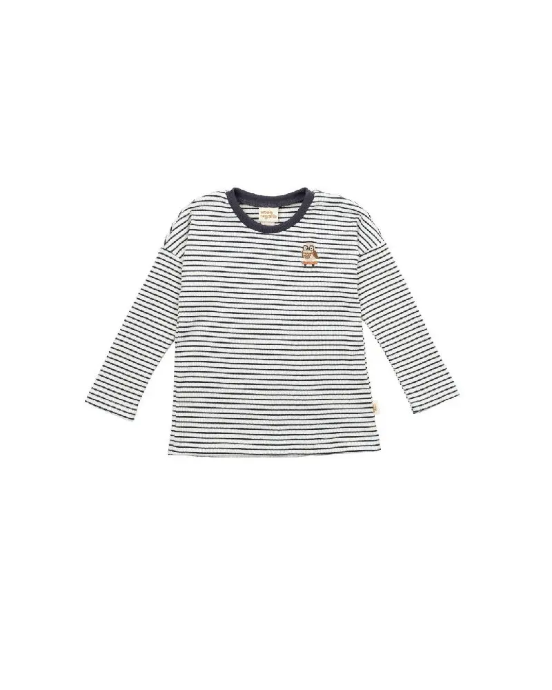 Maglia a Manica Lunga in Cotone Biologico con Ricamo 'Gufo sullo Skateboard'