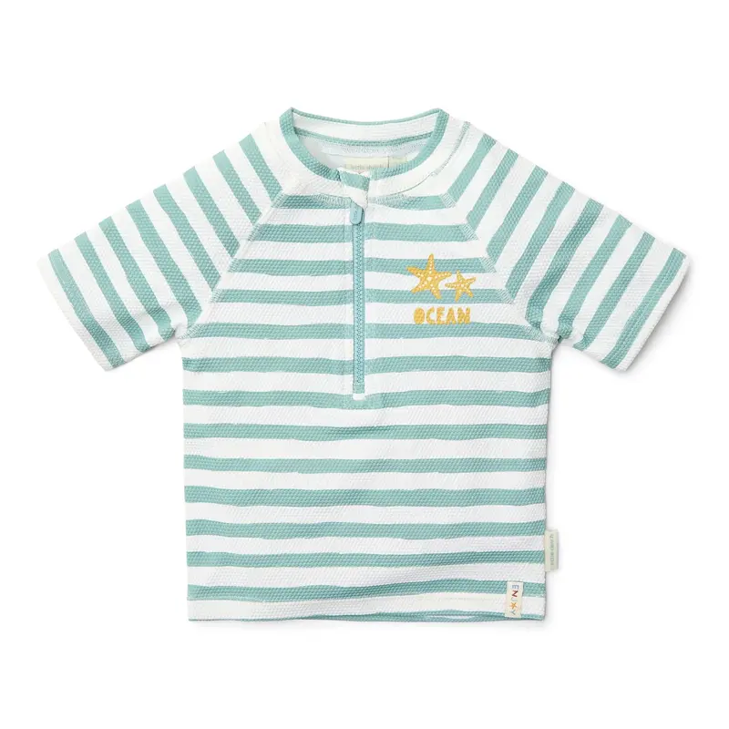 Maglia da bagno a manica corta - Verde A righe - Little Dutch