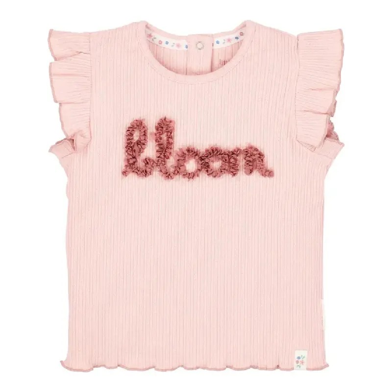 Maglietta Senza Maniche Bambina in Cotone Biologico a Costine - Fairy Pink