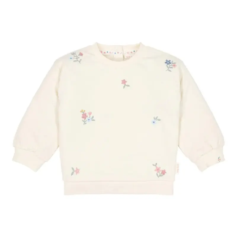 Maglioncino in Felpa Leggera di Cotone Biologico - Color Crema con Ricamo