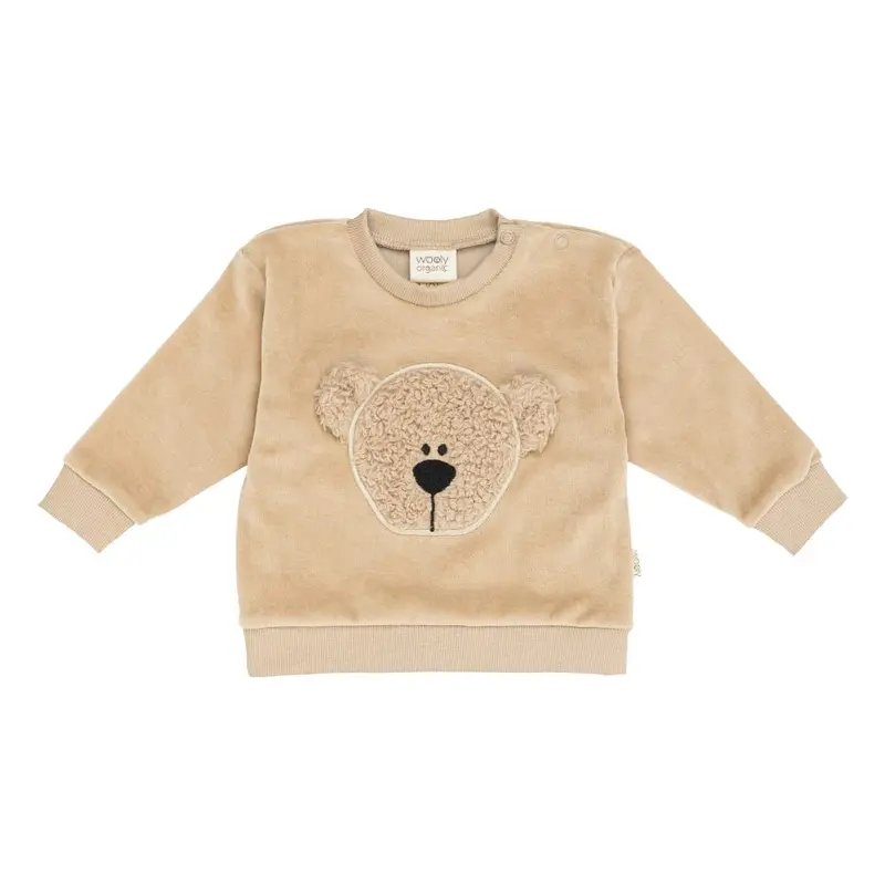 Maglioncino ricamato Teddy in cotone biologico