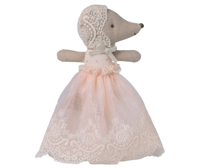 Maileg Topolino bébé in abiti da cerimonia – Rosa