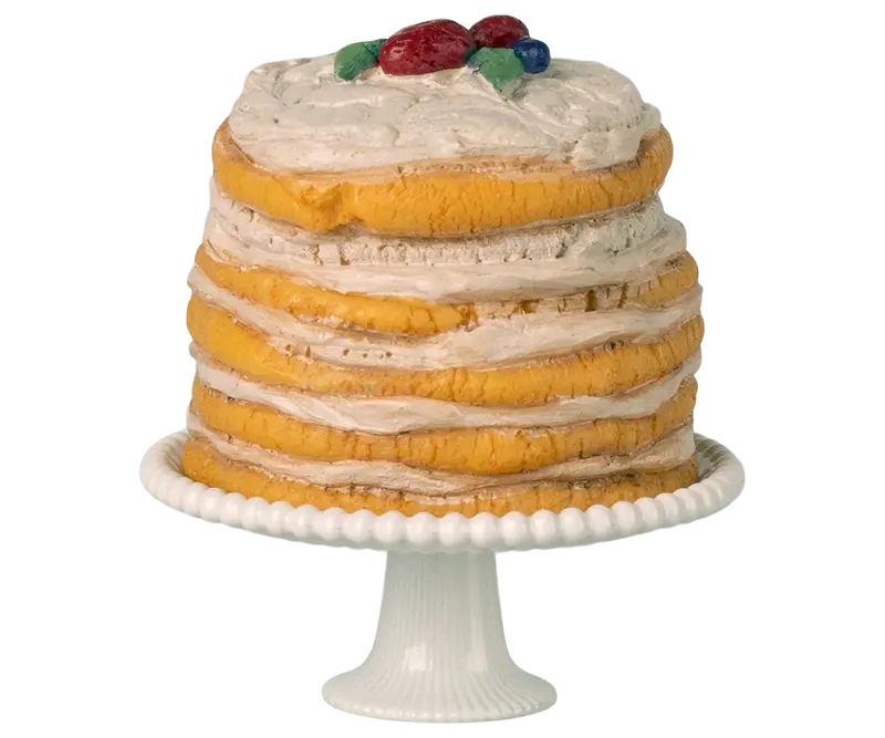 Maileg Torta per feste con alzata, Topo – Panna