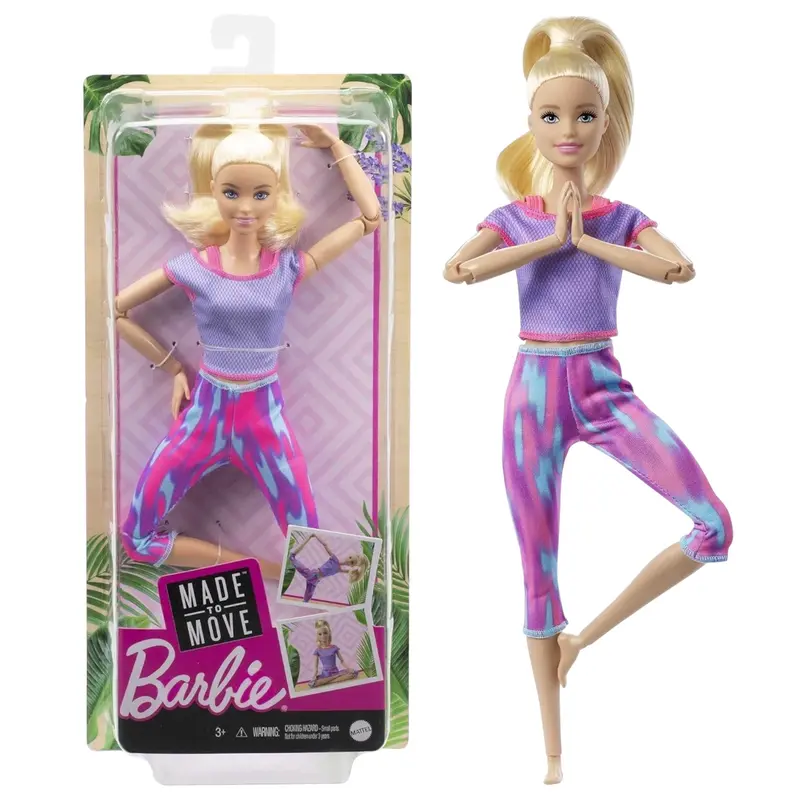 Mattel Barbie Bambola bionda Made to Move con articolazioni e 22 articolazioni flessibili GXF04