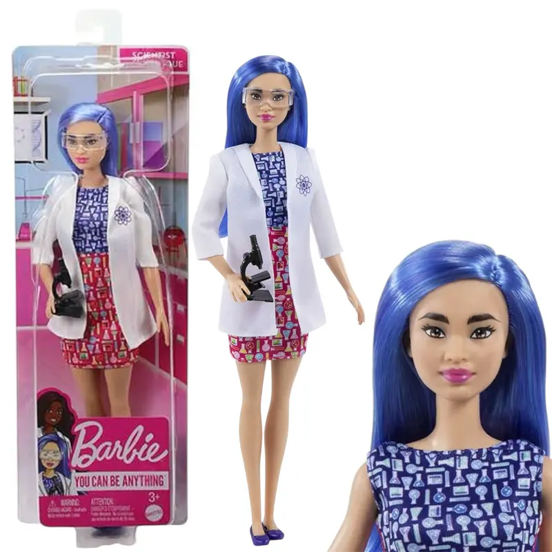 Mattel Barbie Bambola Scienziata con Capelli Blu, Laboratorio Microscopio Giocattolo per Bambini 3+ Anni HCN11