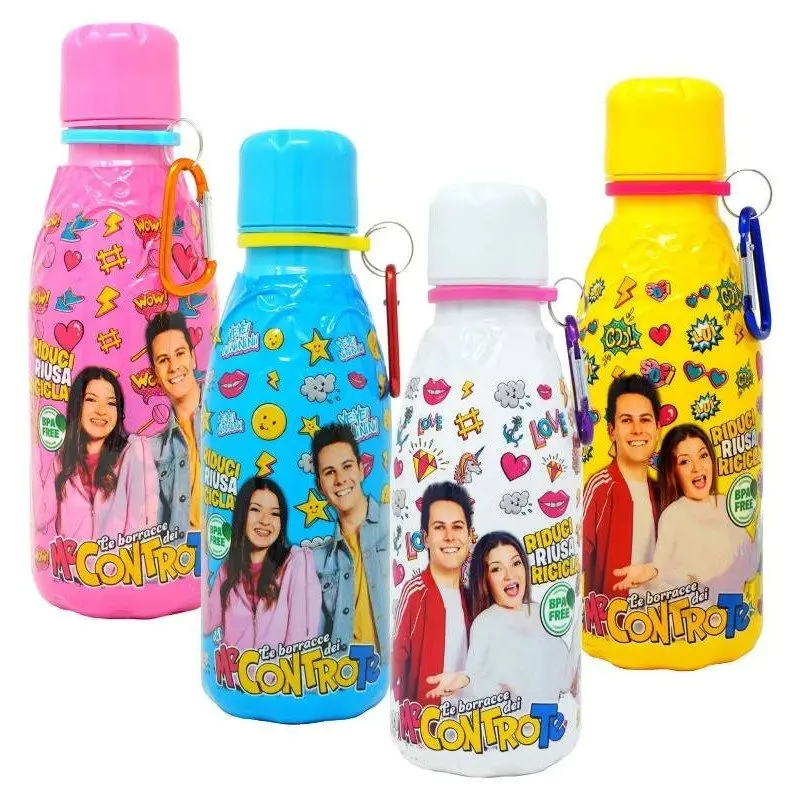 Me Contro Te Lui e Sofì Borraccia Bicolor 430 ml Moschettone Modelli Assortiti