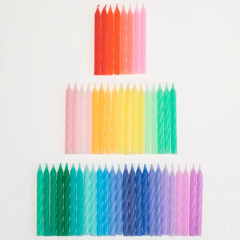 Meri Meri Candeline Mini Arcobaleno Twisted – Set 50 Pezzi Multicolor