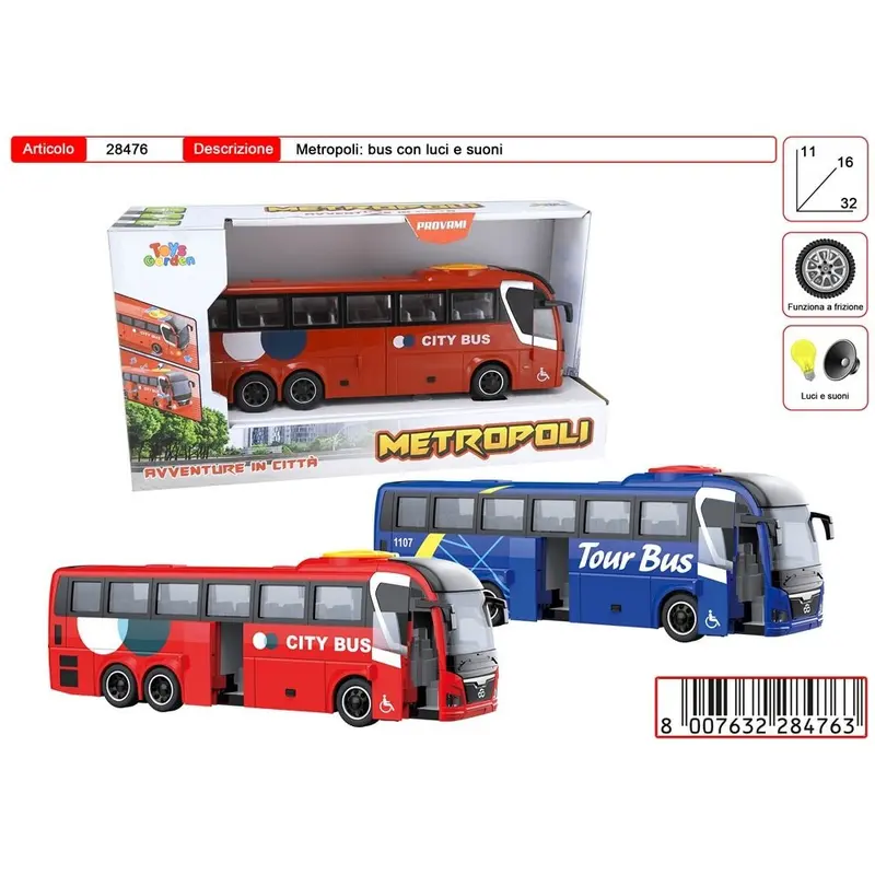 Metropoli Bus Sterzante B/O Luci e Suoni Toys Garden 28476