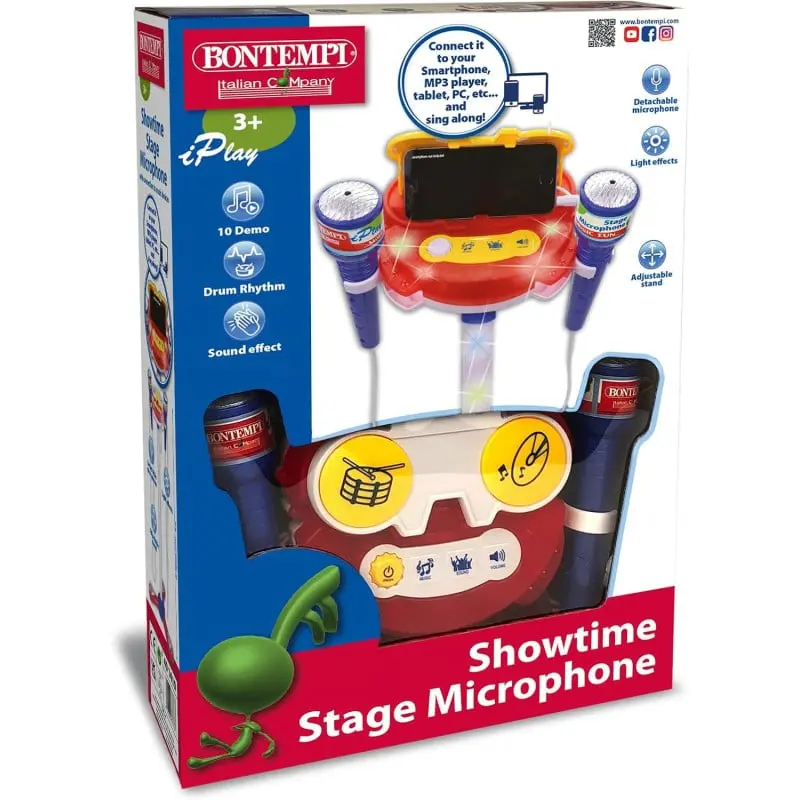 Microfono Doppio Bontempi 40 1410 Con Connessione MP3 e Asta Regolabile