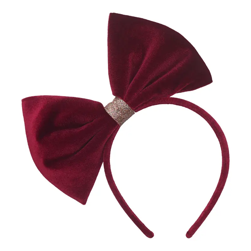 Mimi & Lula – Cerchietto con Maxi Fiocco in Velluto Bordeaux