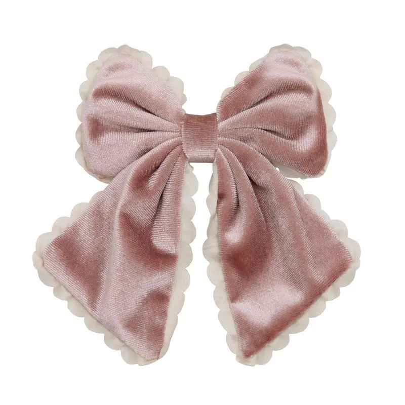 Mimi & Lula – Maxi Fiocco in Velluto Rosa Scalloped Edge