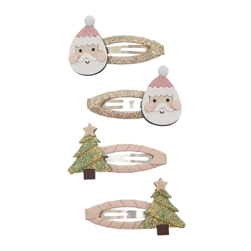 Mimi & Lula Mollette Capelli Natale Bambina – Babbo Natale & Albero | Set 4
