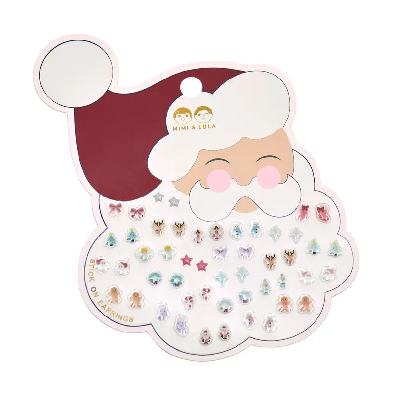Mimi & Lula – Santa Stick On Earrings – 25 Paia di Orecchini Adesivi Natalizi