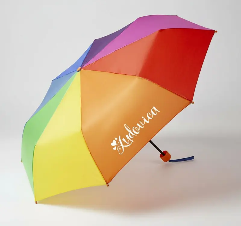 Mini ombrello per bambini Arcobaleno personalizzato con nome