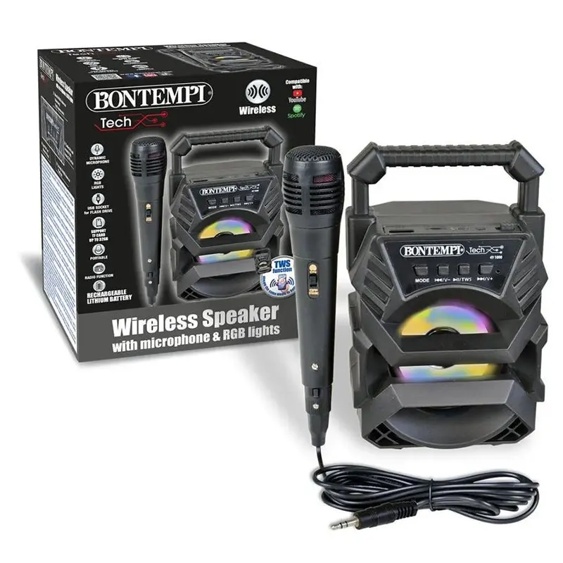 Mini Speaker Wireless Bontempi Con Microfono USB 49 1000 e Luci RGB